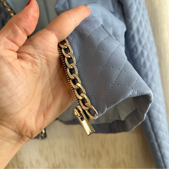 Light Blue croped Quilted Jacket by Poise, made in Italy - Picture 6 of 9